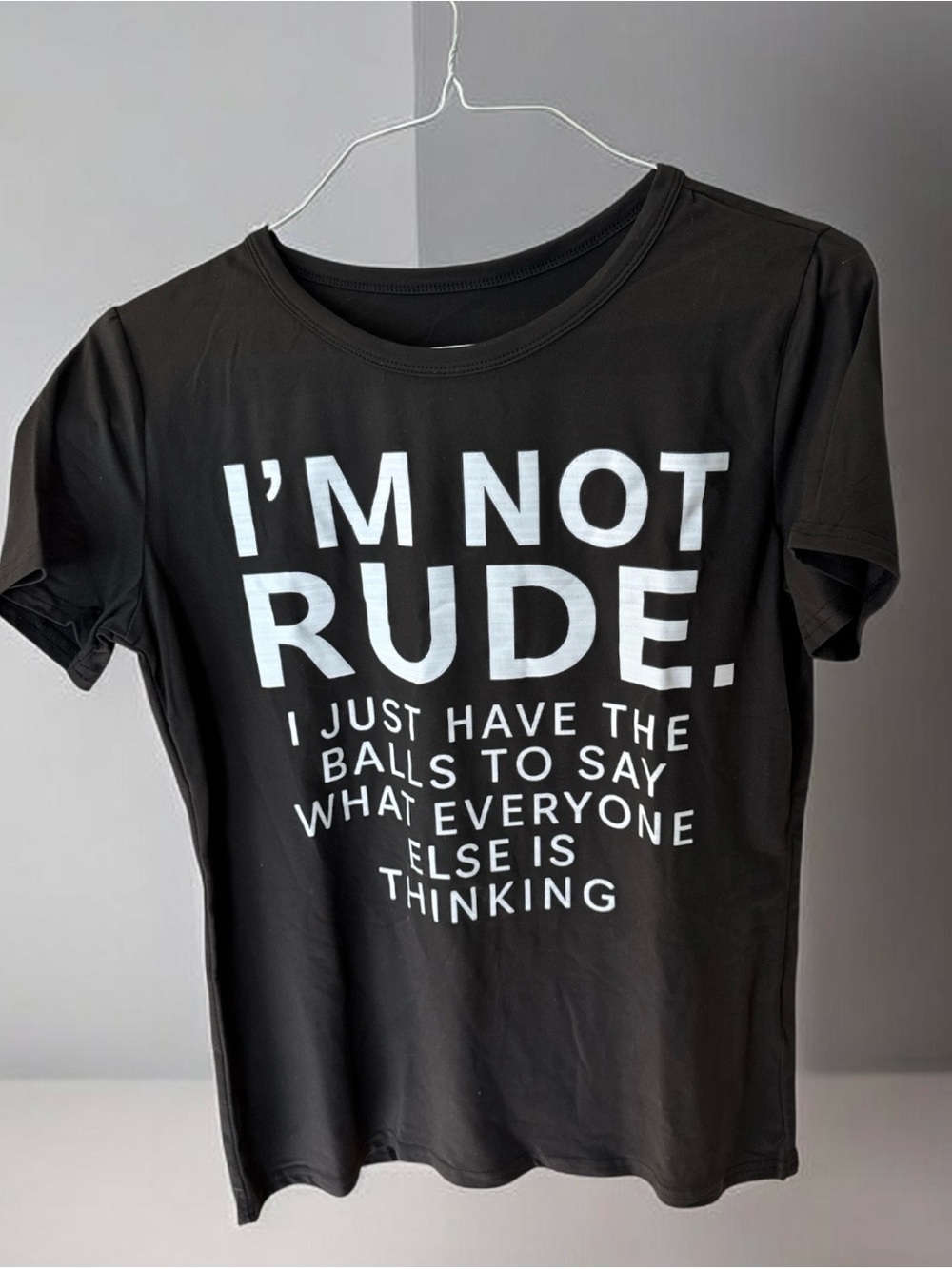 Black Graphic Tee "I'M NOT RUDE."